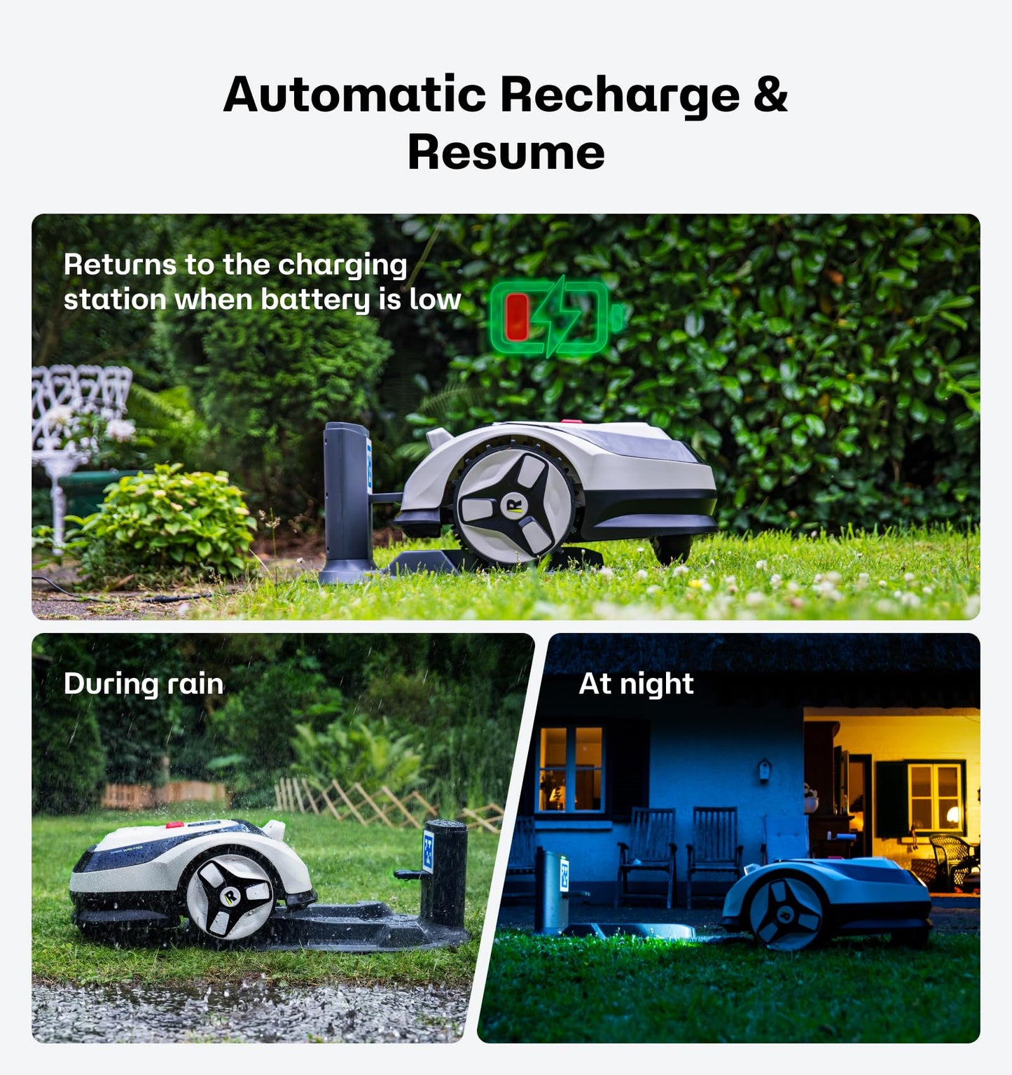 RoboUP Raccoon 2 SE Robot Lawn Mower with Garage, Auto Mapping Robotic Lawnmower for 0.15 Acre with APP Control, Vision Navigation, 20°Slope, Ideal Robot Mower for Small Lawns
