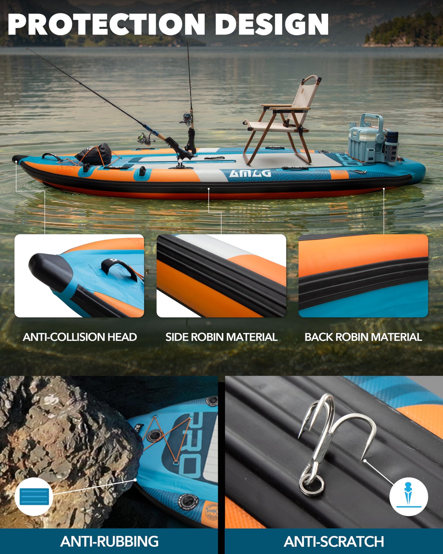 DAMA Triple Chamber SUP Inflatable Stand Up Paddle Board 10'8"*47", Extra Wide Paddle Boards for Adults, Fishing Paddle Board with 3 Removable Fins, 2 Fishing Rod Holders, Kayak Paddle,Portable Bag