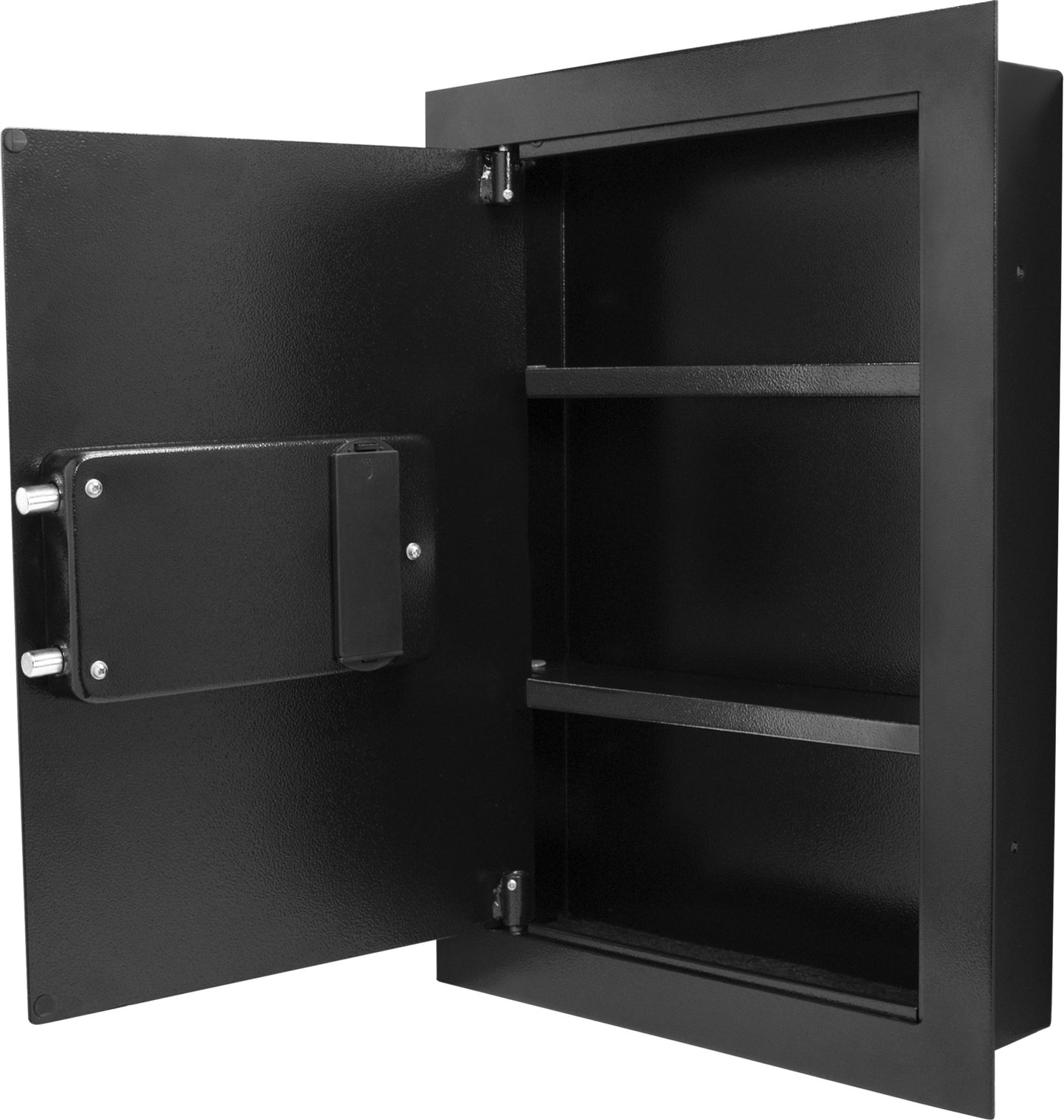 Barska Biometric Fingerprint Wall Safe with Adjustable Shelves – Steel Security Safe with Pry-Resistant Deadbolts, Mountable for Home, Office, and Business Use - In wall safe - Hidden Safe Cabinet