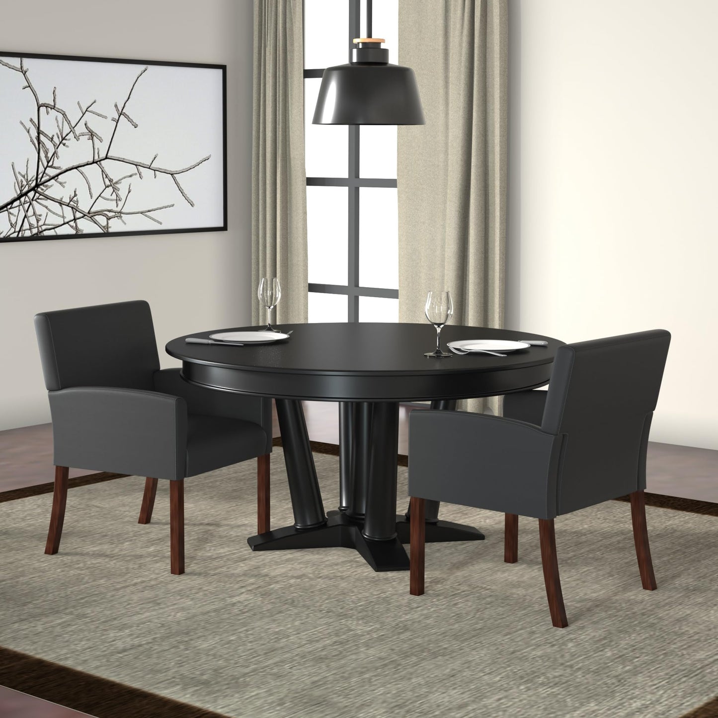 Boss Office Products Reception Box Arm Chair with Mahogany Finish in Black (B629M)