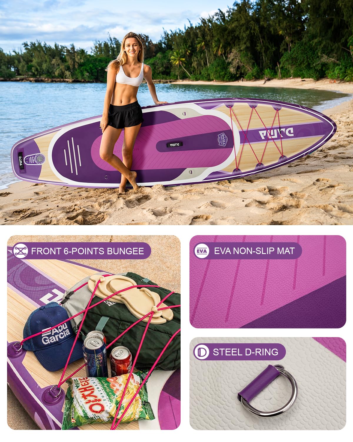 DAMA 11'*34"*6" Stand Up Paddle Board, Inflatable Paddle Board,Inflatable Paddle Boards for Adults w/a Wide, Smooth and Non Slip Deck, Versatile Styles, Suitable for Adults and Teenagers,Purple.