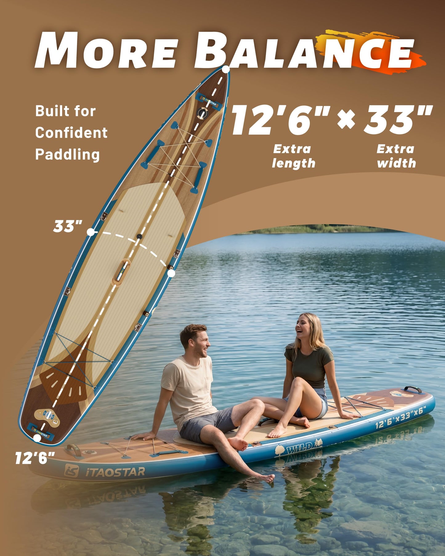 iTAOSTAR W02B 33" Inflatable Paddle Board with Seat, More Fun Inflatable Paddleboard with 5 Fins for Better Balance,Stand Up Paddle Board with Premium SUP Accessories for Youth of All Skill Levels