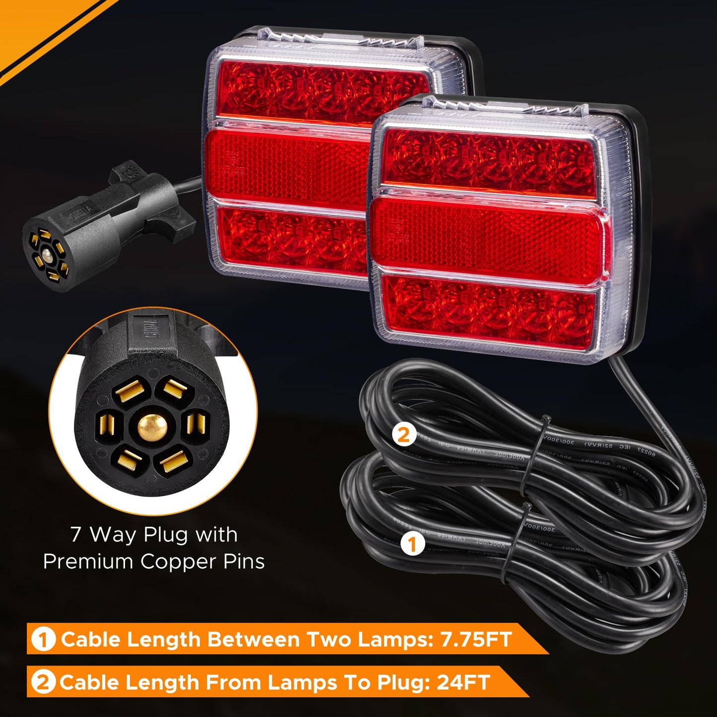 Hifybaty Wireless Trailer Light Kit - Rechargeable Magnetic LED, Waterproof, Model Z_T033S, Red, Size Trailer Light Kit_A