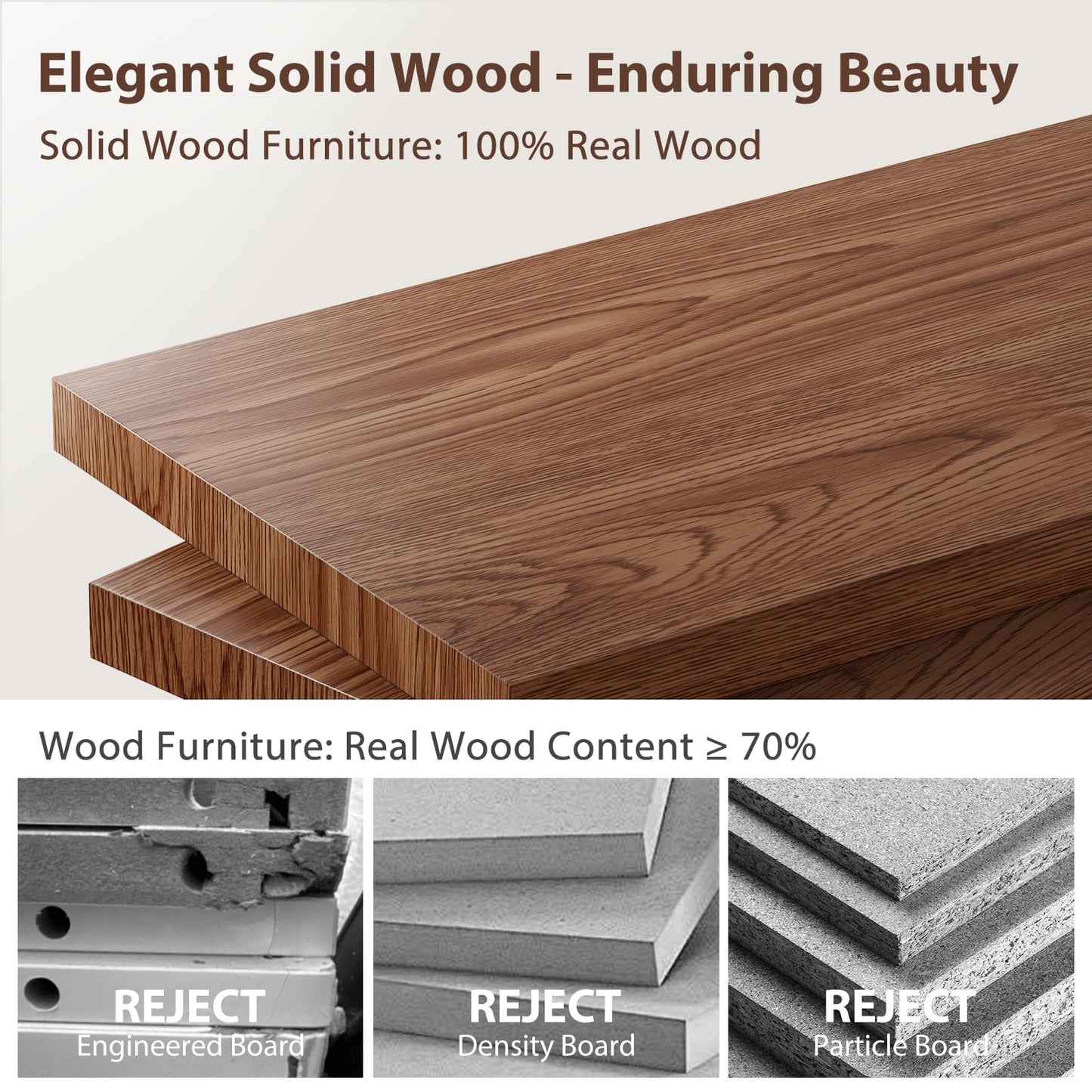 Luxury 100% Solid Wood Vanity Desk with Mirror, Mid-Century Modern Makeup Table with Glass Top & Ambient Light, 2-in-1 Vanity and Nightstand with Storage Cabinet for Bedroom ([Walnut] Desk + Mirror)
