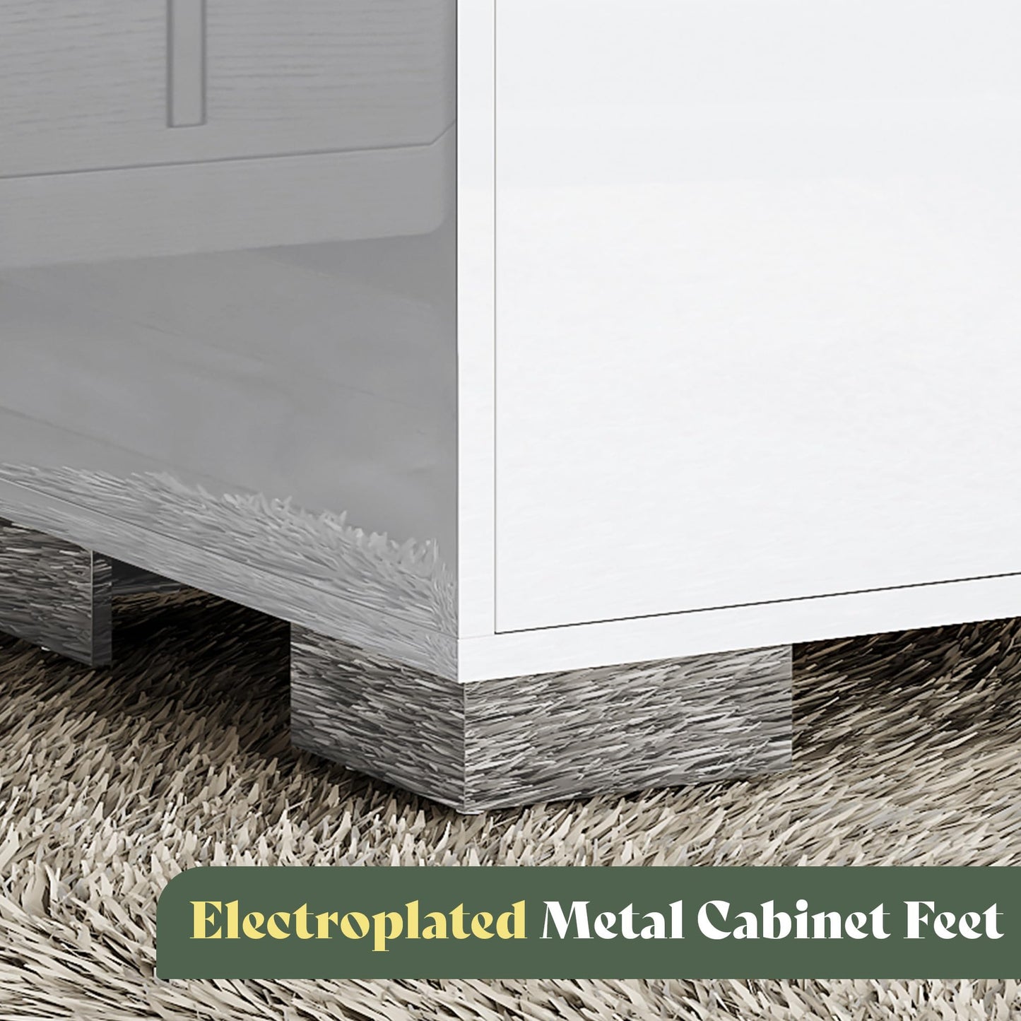 AMERLIFE Nightstand Set of 2, 23.6'' Modern End Table with Drawers, High Gloss UV Finish, Electroplated Pull Handle, Bedside Table for Bedroom, White