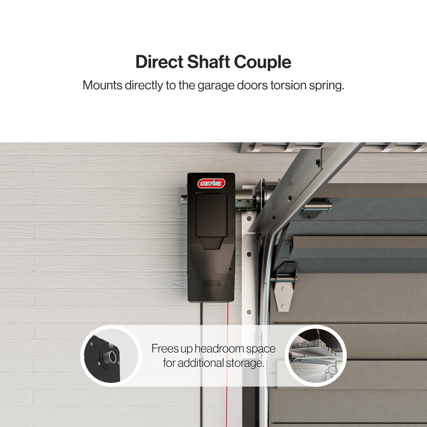 Genie B6172H Wall Mount Smart Garage Door Opener, DC Motor Lifts up to 14ft high 850lbs, Black