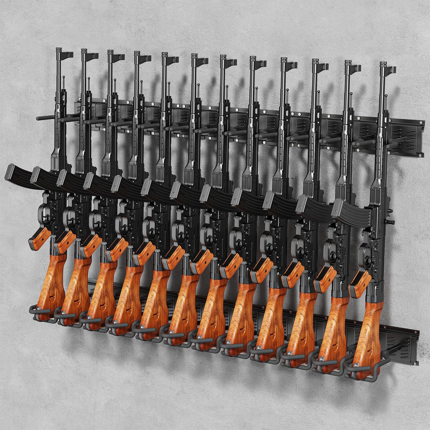 JBBTOOL Gun Rack, Adjustable Gun Racks for Wall, Heavy Duty Gun Rack Wall Mount Hold up to 230 Lbs, Indoor RifleRack Vertical Display Stand with Soft Padding, Space-Saving Gun Storage