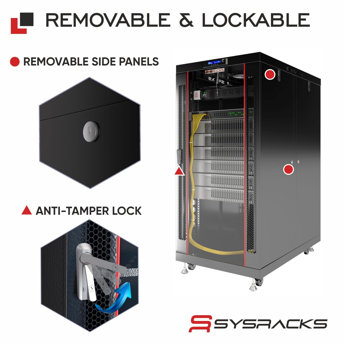 19" Server Rack Cabinet 22U – 35" Deep Network Cabinet Enclosure with Glass Door, Locking Panels, Cooling Fans, PDU & Shelf, IT Rack for Servers, Switches, AV Equipment