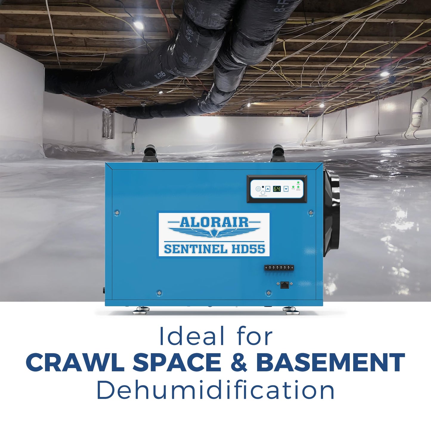 ALORAIR Commercial Dehumidifier 113 Pint, with drain Hose for Crawl Spaces, Basements, Industry Water Damage Unit, Compact, Portable, Auto Defrost, Memory Starting, 6 Years Warranty, Sentinel HD55