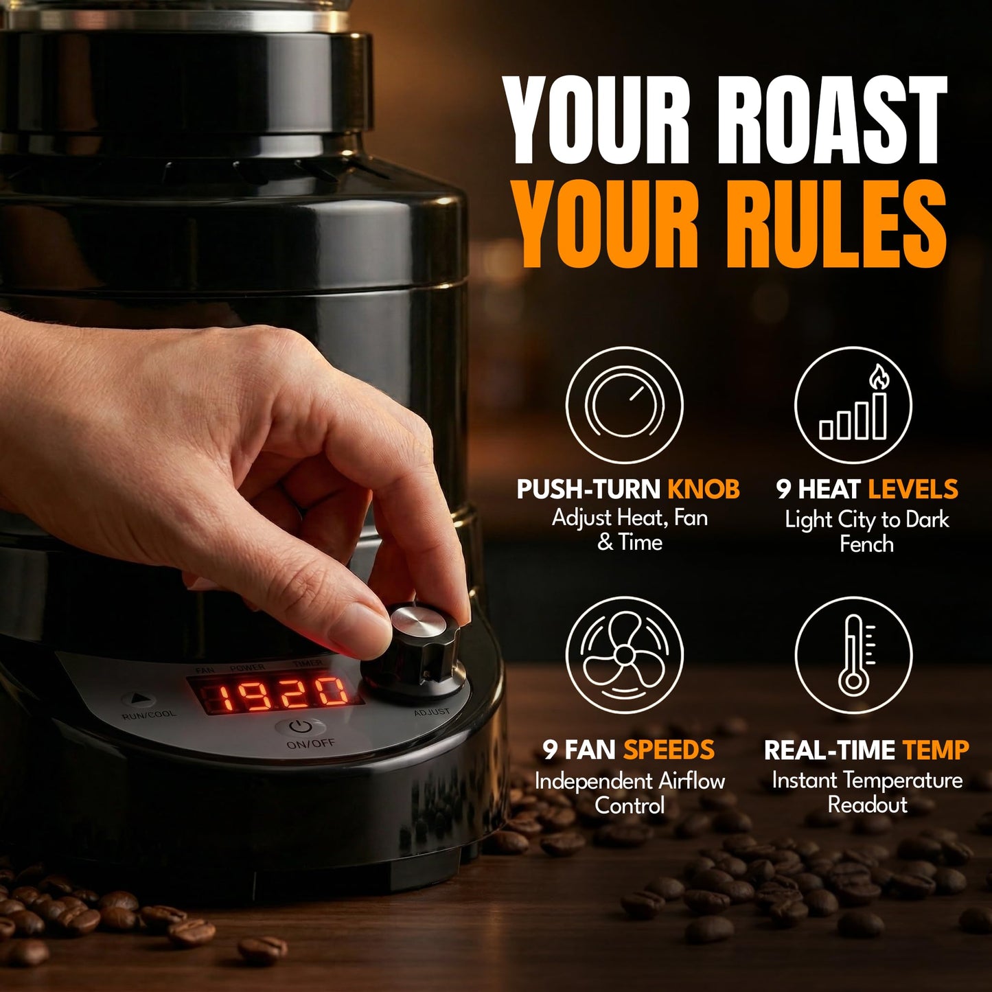 Fresh Roast SR800 Coffee Roaster – Roast Coffee at Home – Variable Heat and Fan Control – Digital Display – Roasts 6–8 oz (170–226g) Per Batch – Easy to Use – Fast Roast Time