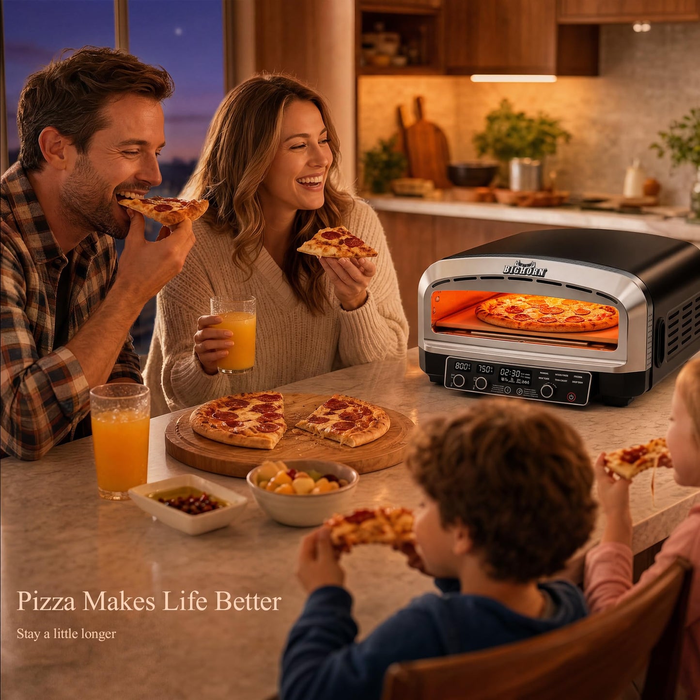 BIG HORN 14-Inch Indoor Pizza Oven, 850°F High-Heat Electric Countertop Pizza Oven for Restaurant-Style Artisan Pizza with Pizza Stone and Pizza Peel, PID Precision Temperature Control