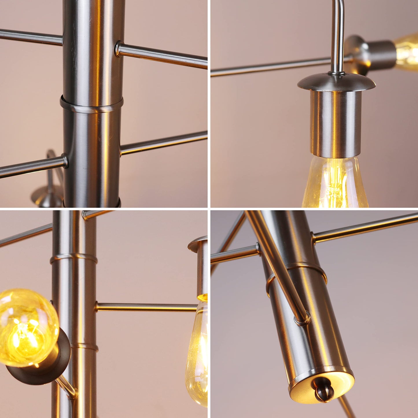 Chloe Lighting 6 Light Large Pendant Brushed Nickel Metal 23in Wide Model CH6S805BN23-DP6