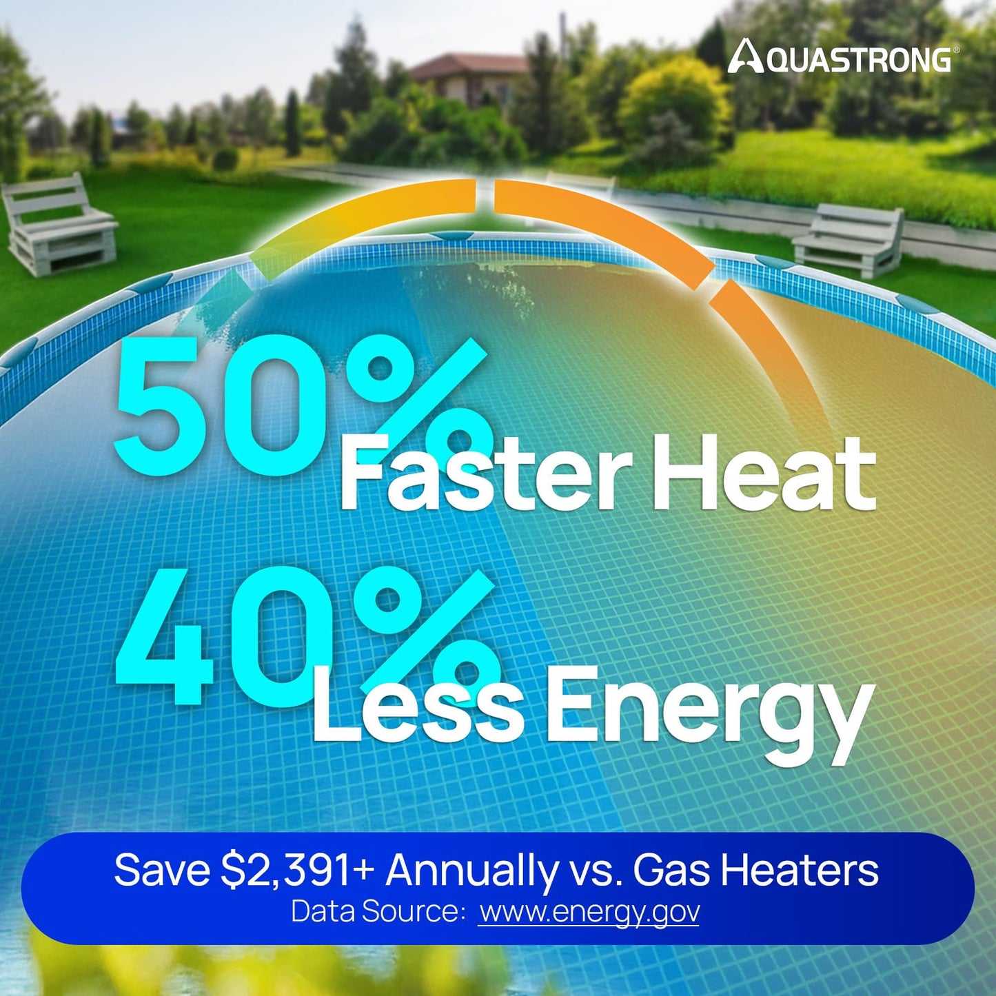 AQUASTRONG Inverter Swimming Pool Heat Pump,Pool Heater for Above Ground and Inground Pool Heating Smart WiFi Control and Cooling Pool Heater Pools Up to, 7500 Gallons