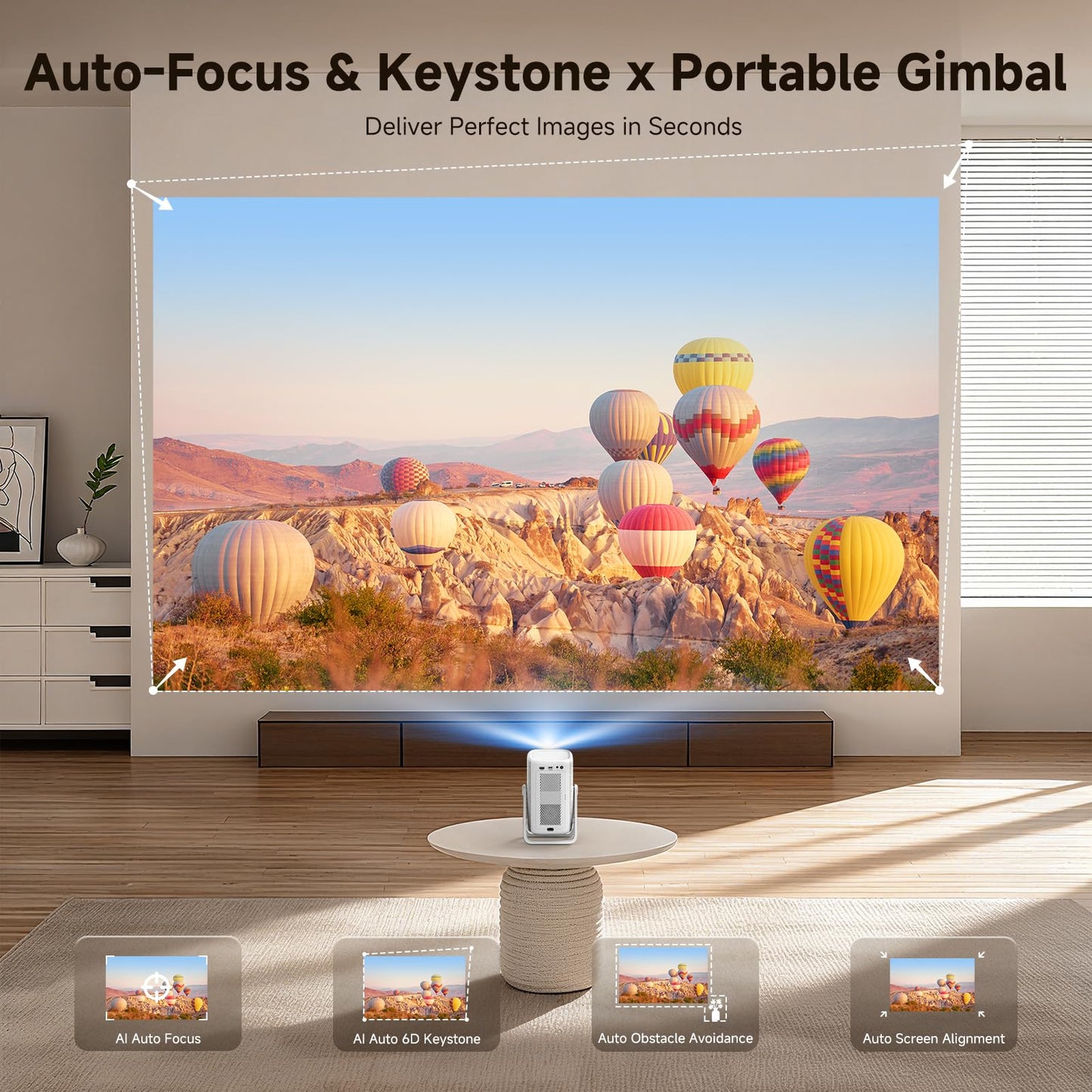 4K Outdoor Projector with WiFi and Bluetooth, iSinbox 1500ANSI Portable Projector with Dual-Mode Stand, Smart Short Throw Auto Focus Projector with Netflix/YouTube/PrimeVideo & Dolby