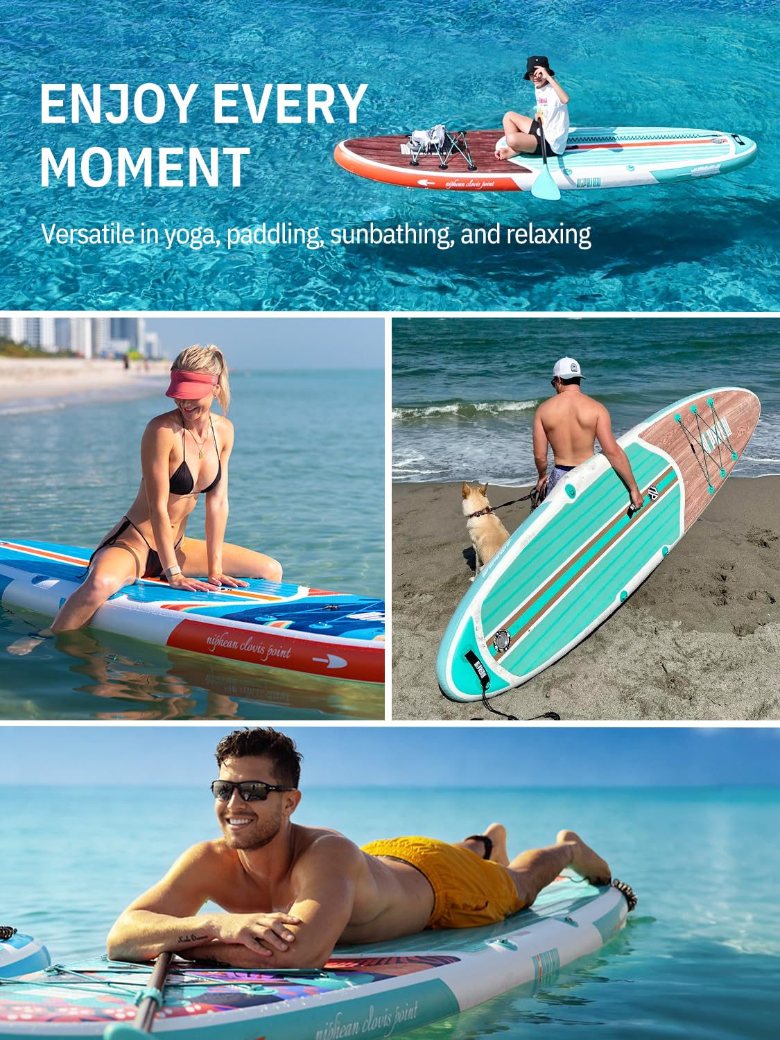 Niphean Paddle Board with Seat, 10’6’’ Paddleboard Inflatable Paddle Board with Seat Anti-Slip EVA Deck and StabilTrac Fin, Inflatable Paddle Boards for Adults & Youth of All Skill Levels