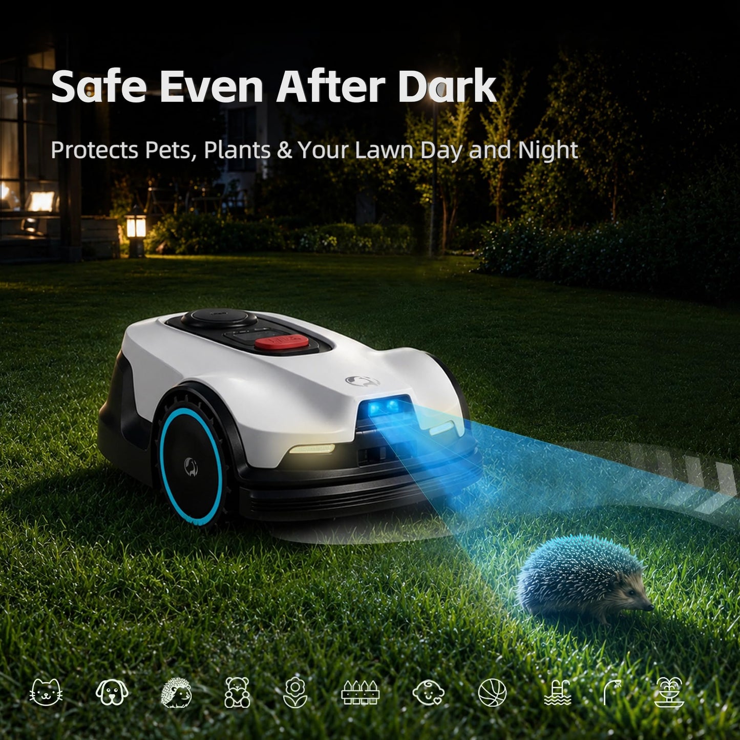 Lawn Mower, Visual+RTK Navigation, Works Under Trees, No Wire, Covers Up to 1/4 Acre, Robotic Mower with Auto Mapping & 6000mAh high-Capacity Battery