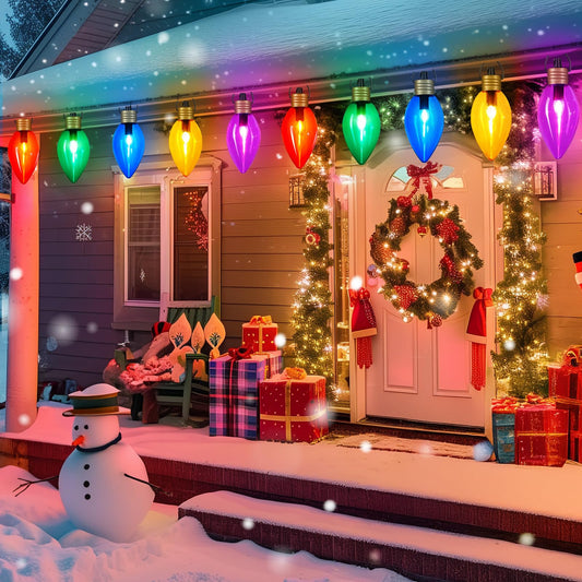 Minetom Christmas String Lights, 11Ft 5 LED Jumbo C9, Waterproof, Multicolor, 2 Pack Super Jumbo Decorations