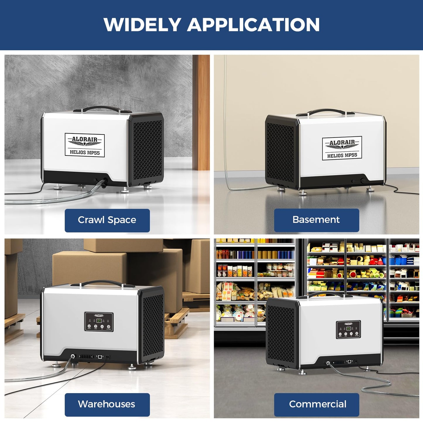 ALORAIR 120 PPD Commercial Dehumidifier with Pump, Crawl Space Dehumidifier for Up to 1,500 Sq. Ft., Portable Industrial Water Damage Unit for Basement, Home, Garage, Attic, 6-Year Limited Warranty
