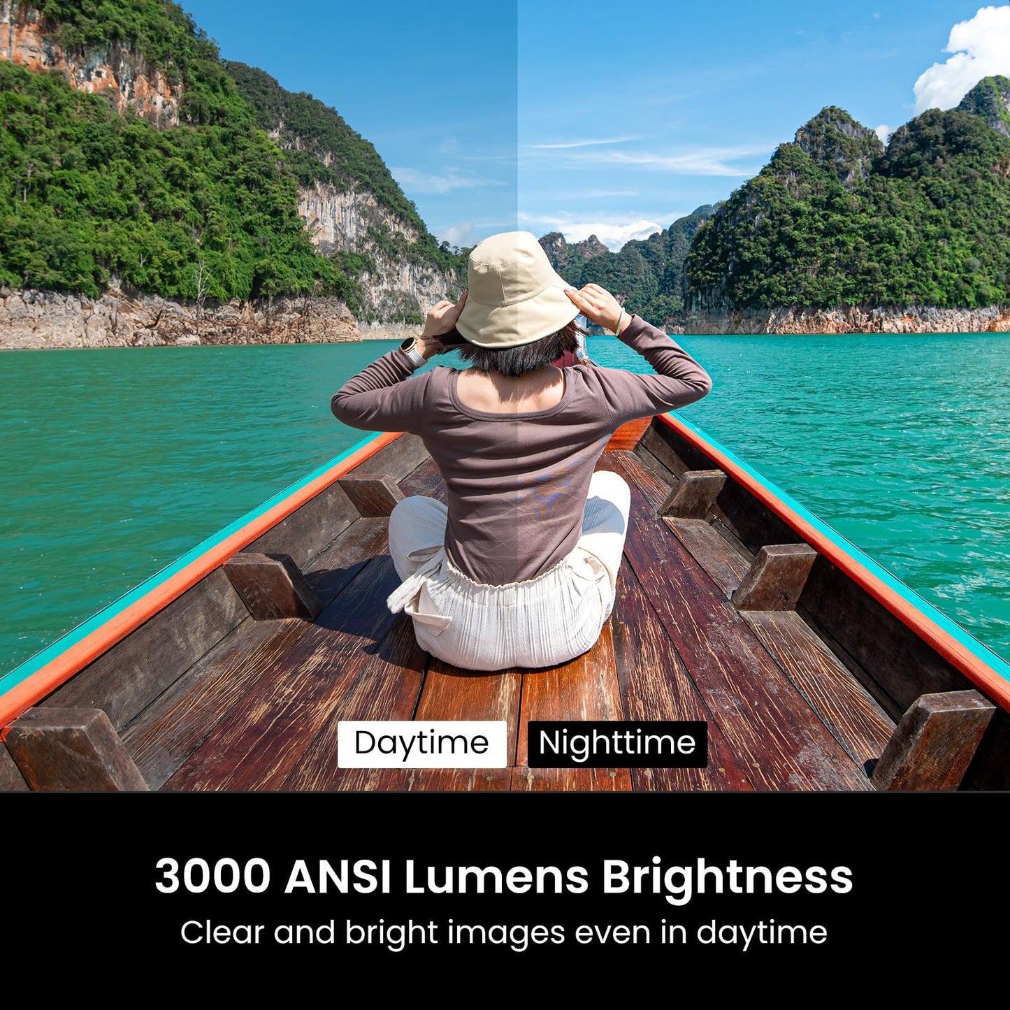 HAPPRUN 3000 ANSI Lumens Outdoor Projector with Official Google TV, 4K Supported Smart Movie Projector, Dolby Audio, Auto Focus & Keystone, WiFi 6 and Bluetooth for Indoor & Outdoor Movies,Black