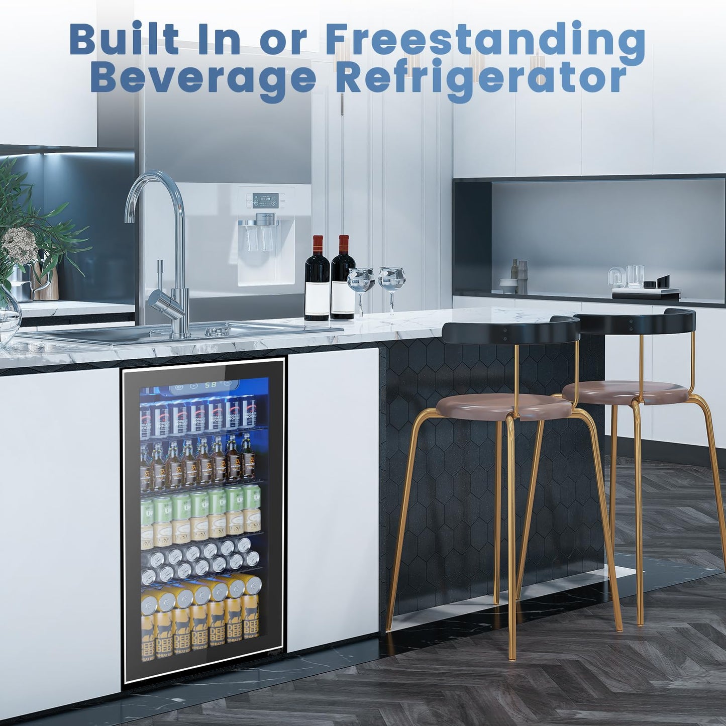 Electactic Mini Fridge 130 Can Beverage Refrigerator Cooler, 3.2 Cu.Ft Drink Fridge for Soda Wine Beer, Adjustable Temperature Control for Home Office, Black