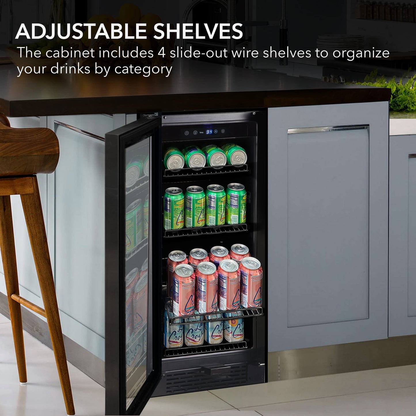 Whynter BBR-801BG Built Beverage Refrigerator and Cooler Mini Fridge with Glass Door with Lock, 3.0 Cubic Feet, Black, 100