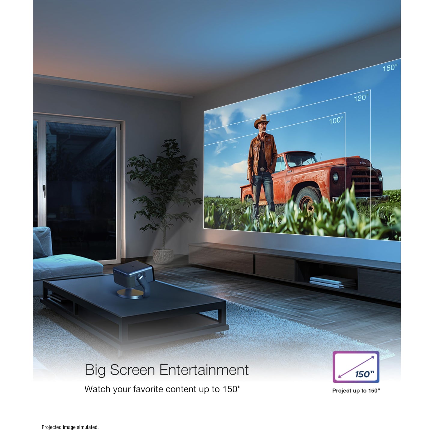 Epson EpiqVision Mini EF22 Portable Smart Laser Projector, Bright 1,000 Lumens, FHD 1080p HDR, 3-Chip 3LCD, Google TV, Netflix, Swivel Stand, Stereo Speakers, Outdoor Backyard/Home Theater - Blue