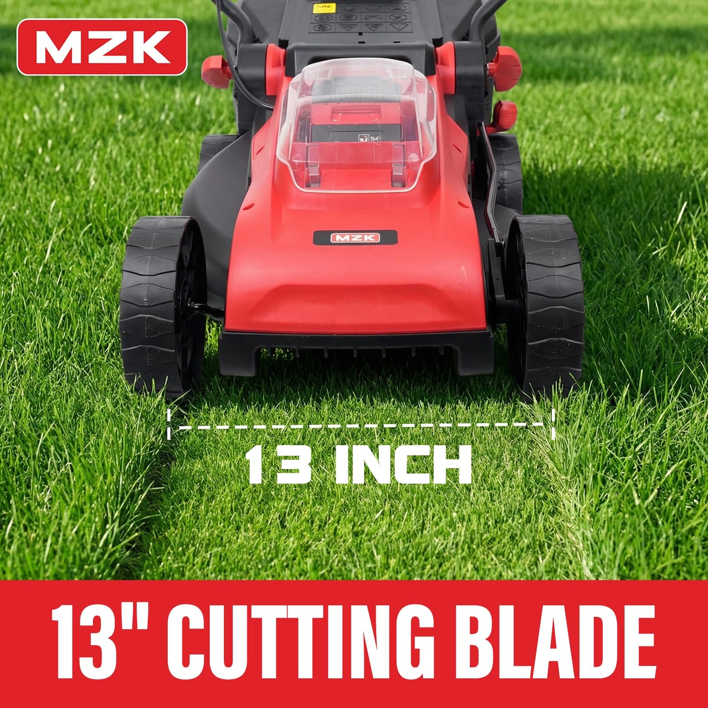 MZK 20V 13" Electric Lawn Mower, Brushless Cordless Lawn Mower with 4-Position Height Adjustment, Walk-Behind Push Mowers with 8 Gallon Grass Bag, 2 x 4.0Ah Batteries & Charger Included, LM13G8