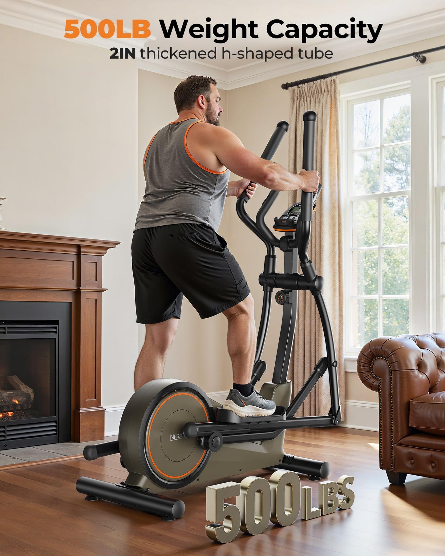Niceday Elliptical Exercise Machine, Elliptcal Machine for Home, 20IN Stride Elliptical Machine, Elliptcal Training Machine with 16 Level Resistance, 500LBS Loading Capacity