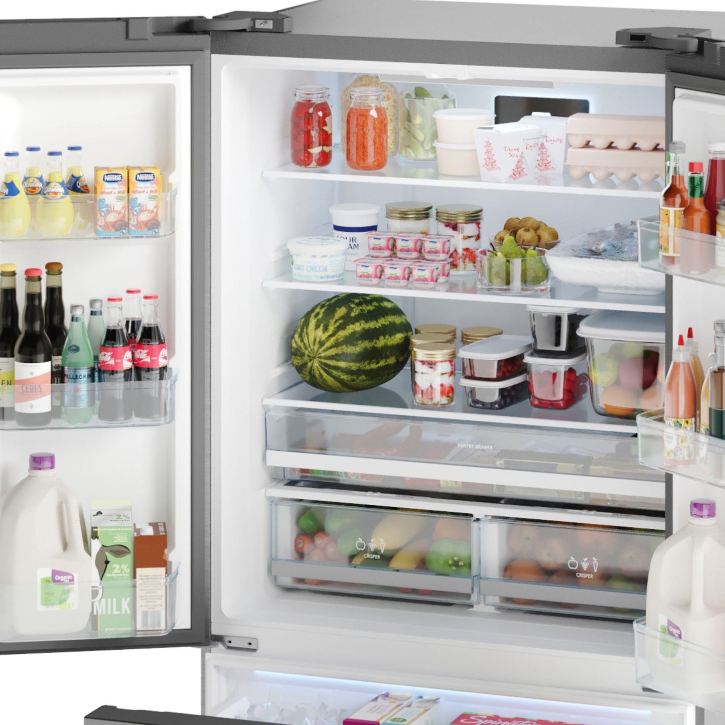 Kenmore 36 Inch Counter-Depth French Door Refrigerator/Freezer with Fingerprint-Resistant Stainless Steel, Adjustable Glass Shelves, Quiet and Energy Efficient Inverter Compressor, 20.3 cu. ft.