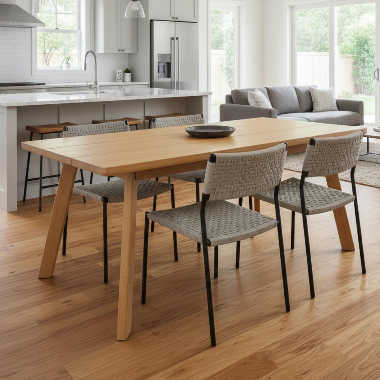 Alaterre Furniture Shelburne Dining Table for 4-6 – Modern Farmhouse 73-Inch Dining Table with Rectangular Wood Top, Solid Birch Legs, and Maple Veneer for Kitchen and Dining Room