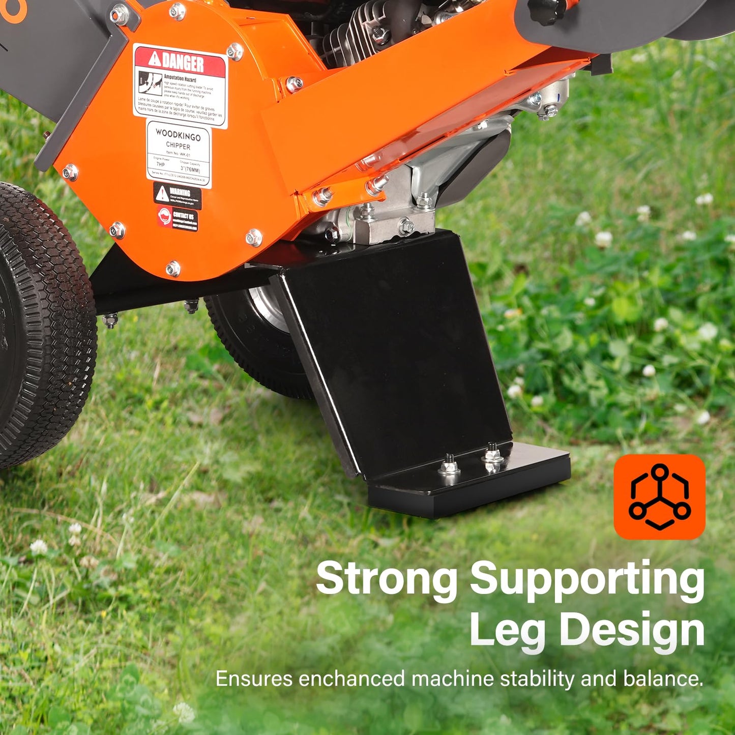 WOODKINGO Wood Chipper Shredder Mulcher Heavy Duty 7 HP Gas Powered Compact Rotor Assembly 3 Inch Max Capacity 212cc Gas Powered Engine 4-Stroke Fast Chipping Chopping for Forestry, Gardens (WK-01)