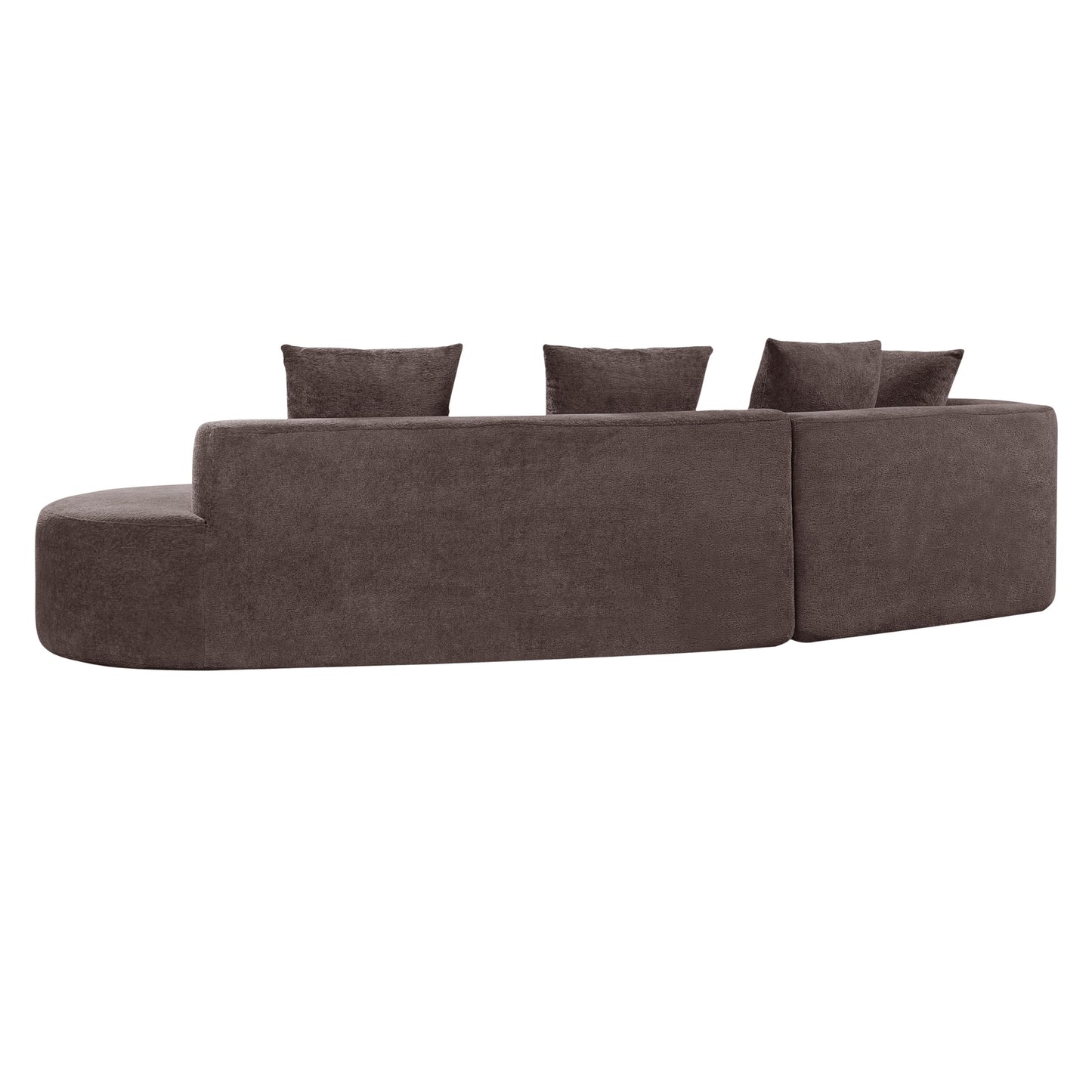 Merax 2-Piece 116" L-Shaped Modular Sectional Sofa Set, 4 Seat Fully Assembled Curved Upholstery Couch with High-Density Compressed Sponge, Chaise Lounge & 4 Pillows for Living Room, Brown