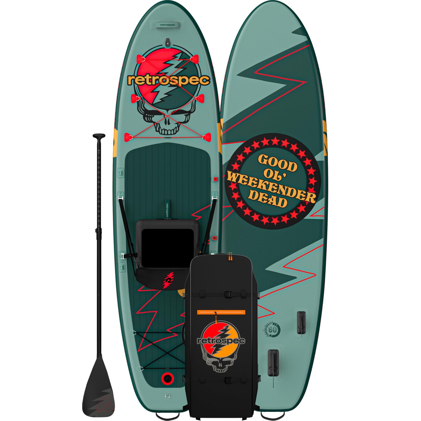 Retrospec Weekender Plus 10'6" Inflatable Paddle Board - Lake Essentials iSUP Bundle with Carrying Case, Adjustable Paddle, Pump & Fins - Stable Double-Layer PVC Design for All Skill Levels
