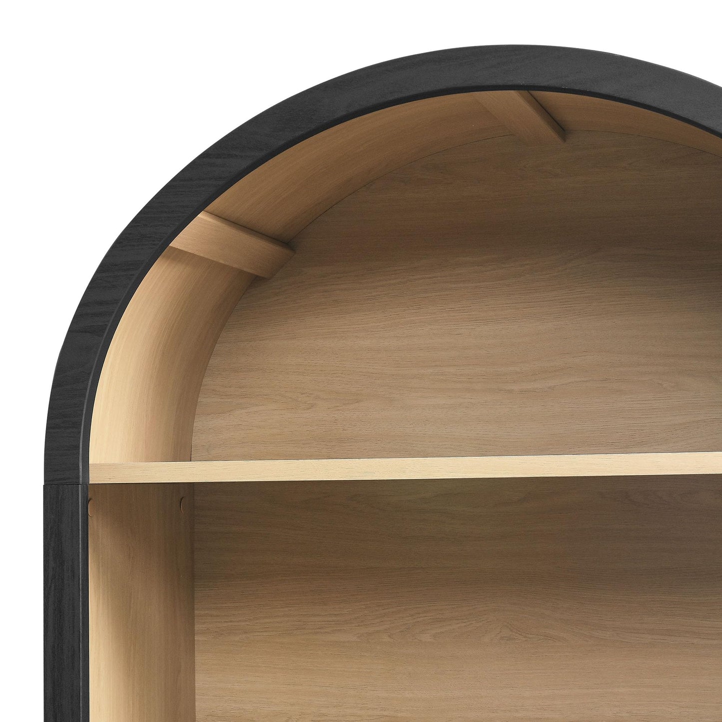 Modway Evie Modern Arched Wide Bookcase in Black - 76 Inch Open Shelf Display Cabinet - Stylish 5-Tier Bookshelf for Living Room, Dining Room, or Home Office