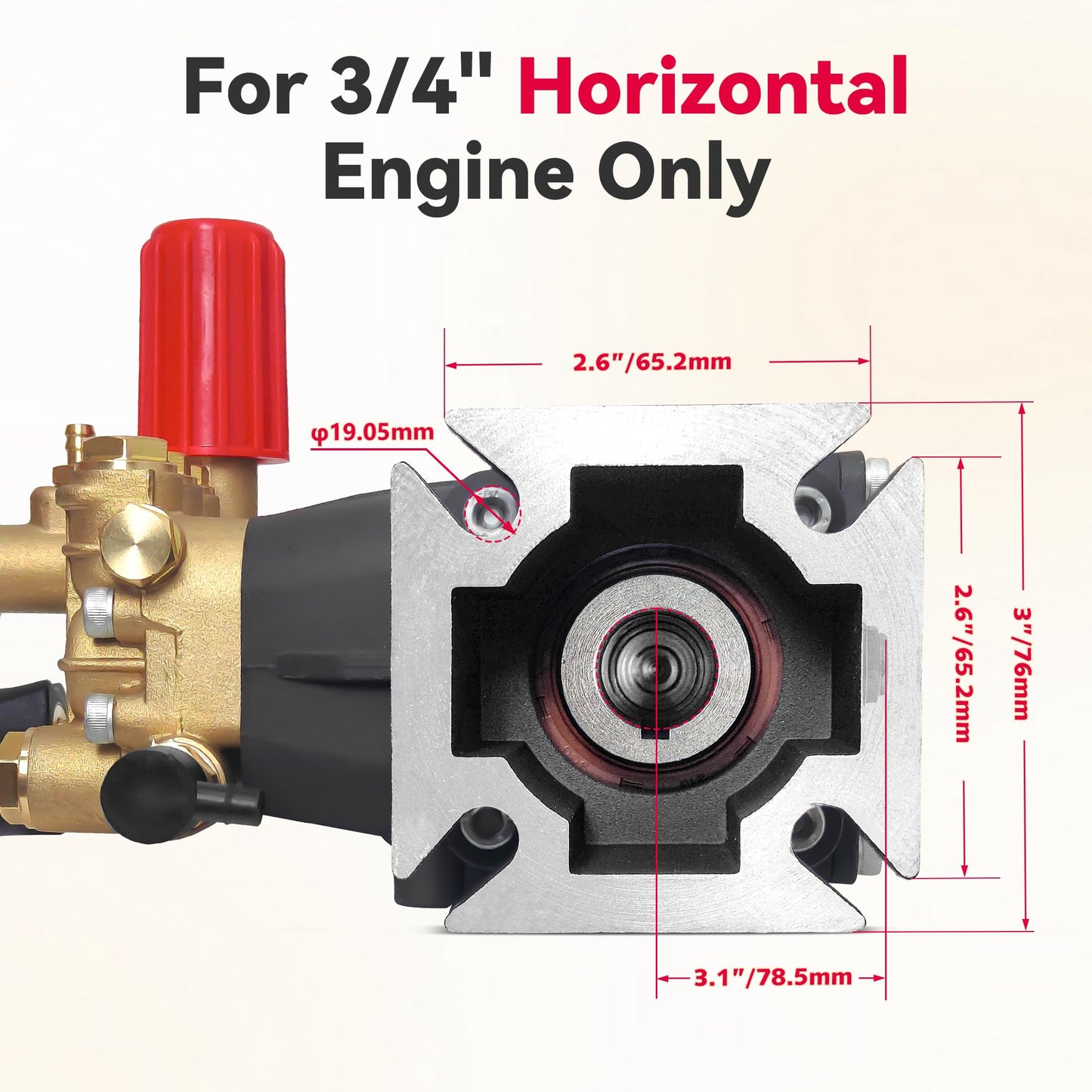 3400 PSI Triplex Pressure Washer Pump, 3/4" Shaft Crankshaft Pump