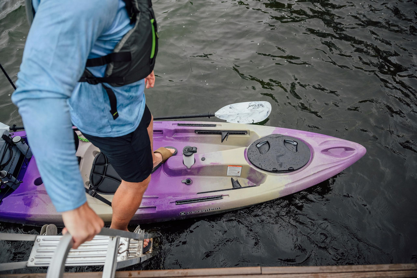 Perception Kayaks Pescador 10 - Sit on Top Fishing Kayak - Front Storage Well - Large Rear Storage and Dual Rod Holders - 10.6 ft - Fossil Tan