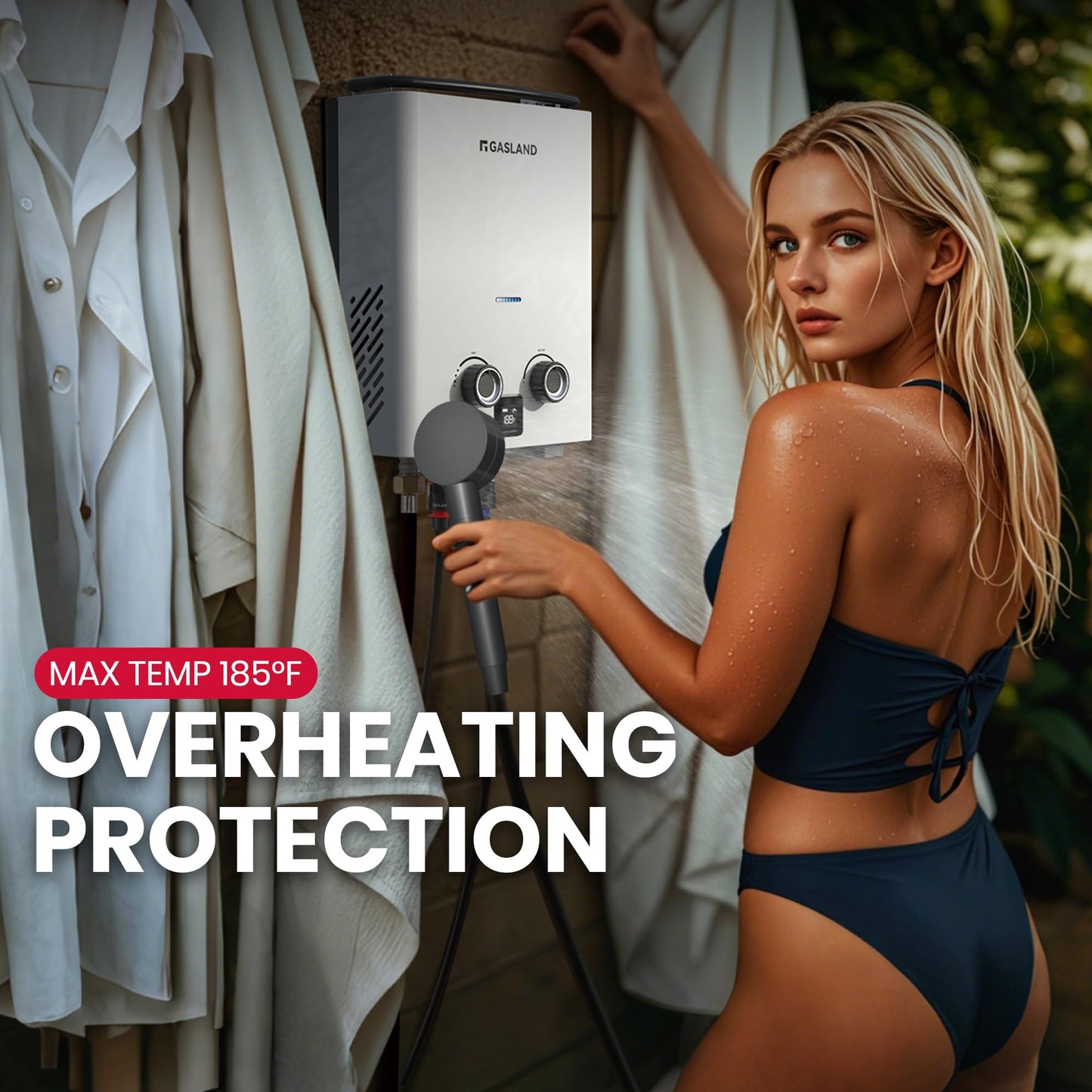 GASLAND Goshower G5 Pro Portable Propane Tankless Water Heater – 1.32 GPM, 34,000 BTU, With Water Pump & Strainer, Ultra-Slim 5L for Camping, Off-Grid, Outdoor Shower