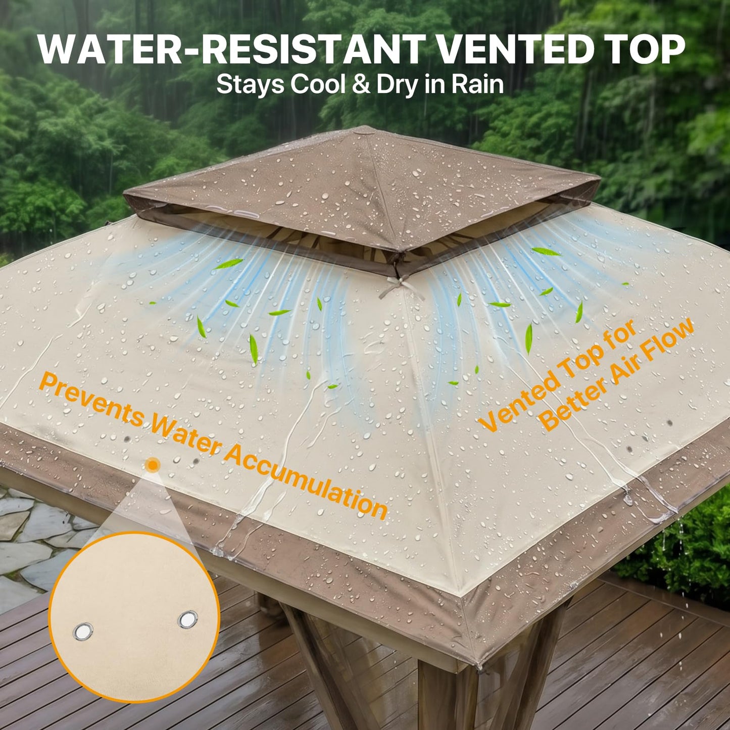 COOS BAY 11x11 Pop Up Gazebo with Mesh Netting, Instant Outdoor Canopy Tent, Water Resistant Shelter with UPF 50+ UV Protection, 121 Sq Ft Coverage, Beige