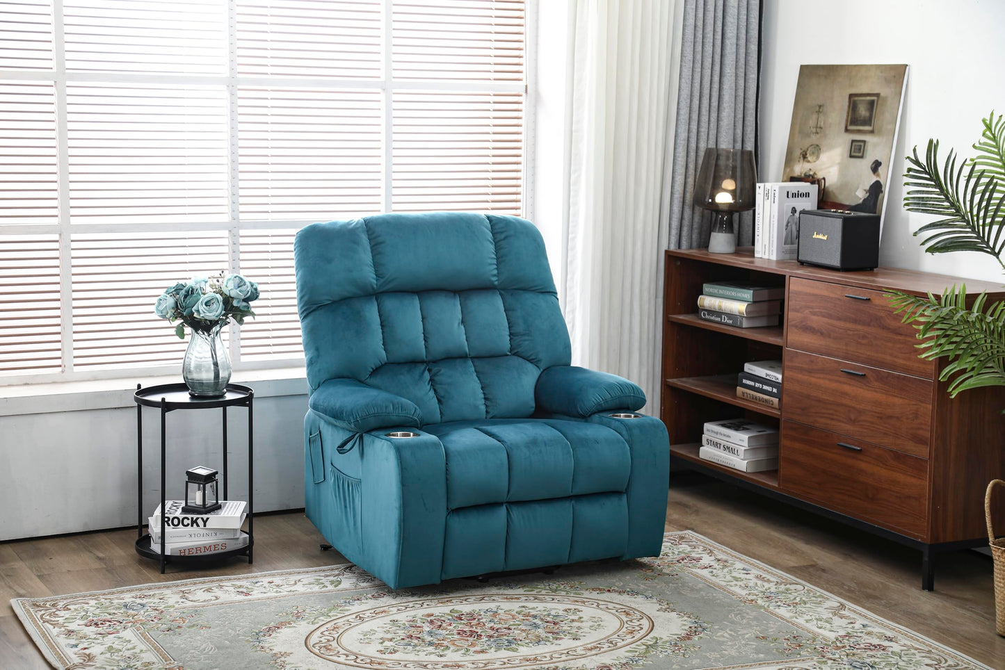 GDFStudio Oversized Power Lift Recliner Chair with Heat and Massage Electric Reclining Sofa Chair with Dual Remote Cup Holders Side Pockets OKIN Motor for Living Room Bedroom