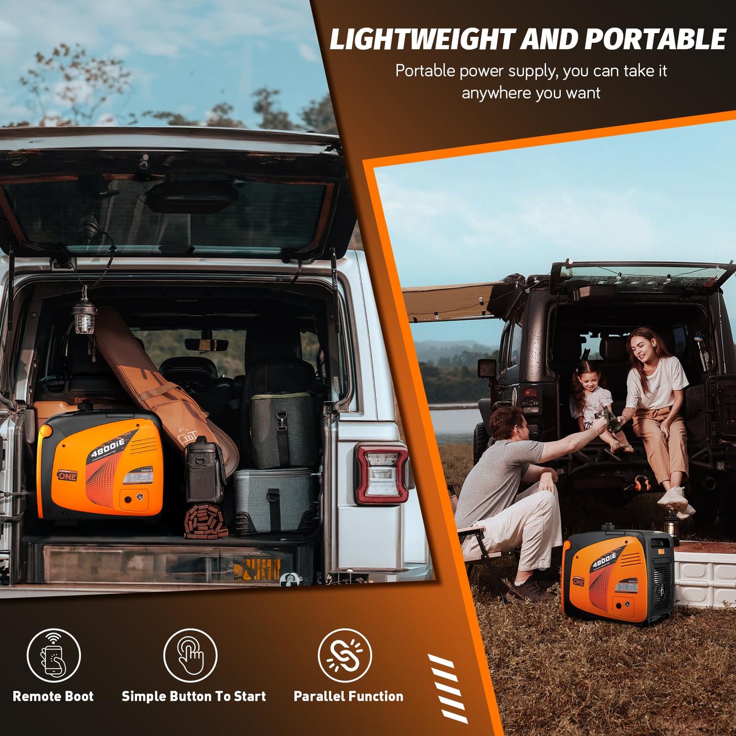 LIFAN 4800W Portable Inverter Generator with Remote Electric Start, Super Quiet Gas Powered Engine, 30A RV Ready Outlet & CO-Minder Sensor, EPA Compliant for Camping, Travel Trailers & Home Backup