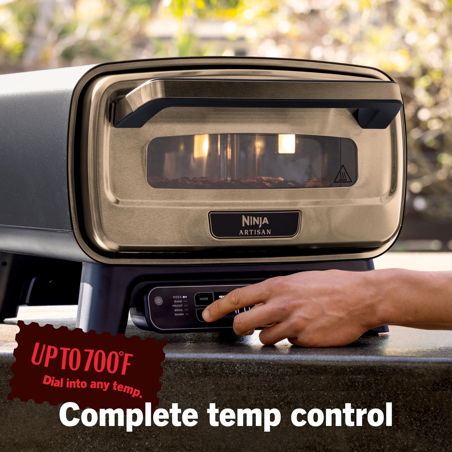 Ninja Artisan Outdoor Pizza Oven, 12-inch, 3-minute Pizza, Neapolitan, Thin Crust, New York Chicago, Custom, 700F Max Temperature, Electric Heat, Bake, Broil, Proof, Warm, Blue, MO201BL1