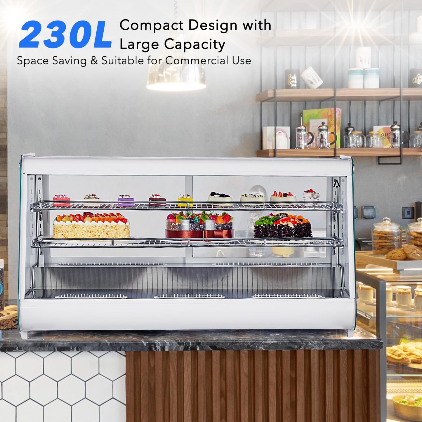 Garvee Commercial Refrigerator - Large Space Air-Cooled Display Refrigerator, 8.1 Cu.Ft with Rear Sliding Door & 2-Tier Storage for Retail & Food Service, White