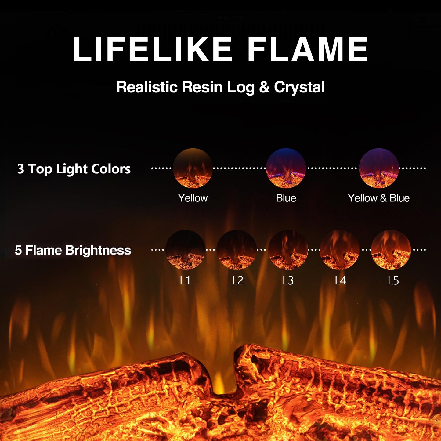 Benrocks 25'' Electric Fireplace Inserts, Recessed & Built in Wall Electric Fireplace Heater with Fire Crackling Sound, Adjustable Top Light & Flame Speed, Overheating Protection, 750/1500W Black