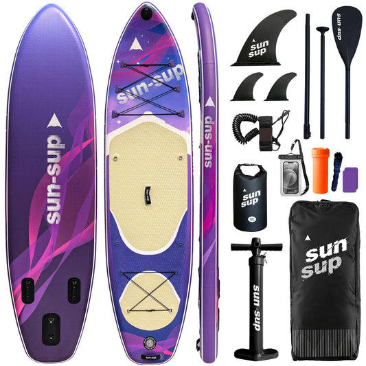SUN-SUP 10'6" Inflatable Stand Up Paddle Board, Non-Slip Deck, Stable Design with Complete Accessories for Teens & Adults