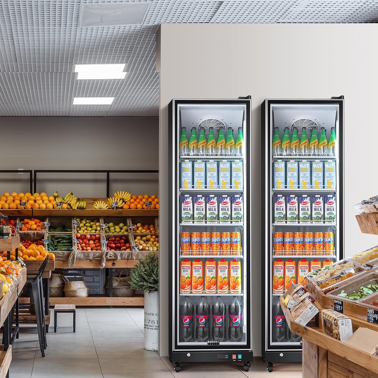 BODEGACOOLER Commercial Beverage Refrigerator with Glass Door,12.5 Cu.Ft Commercial Drink Refrigerator,Upright Large Display Merchandiser Beverage Bar Cooler with Soft LED Light,Adjustable Shelves
