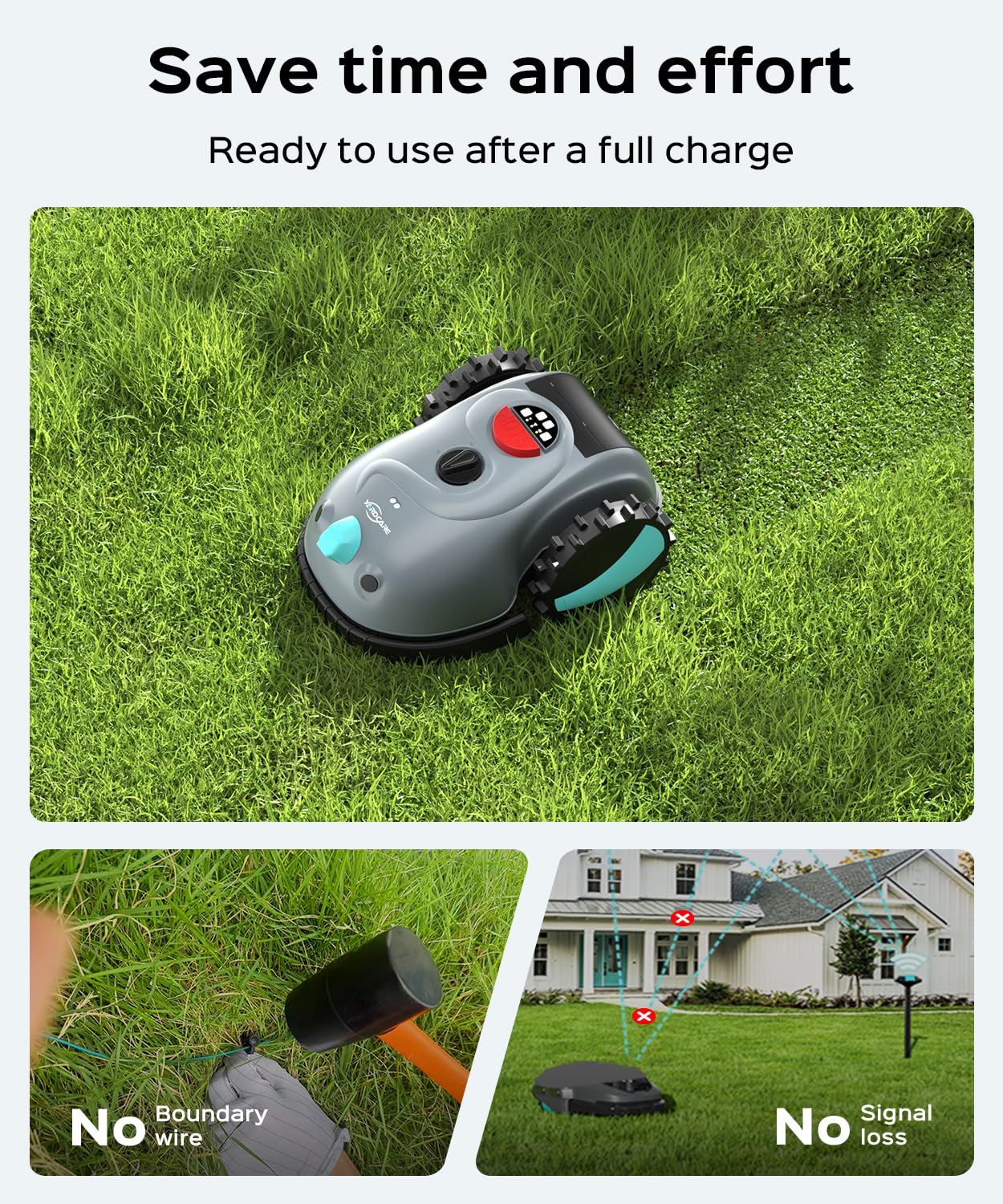 2026 New YARDCARE V100 Smart Lawn Mower Robot, Visual Navigation Obstacle Avoidance Lawn Mower Robot with Adjustable Cutting Height & Low Noise Operation for Lawn Up to 1600 Sq.Ft