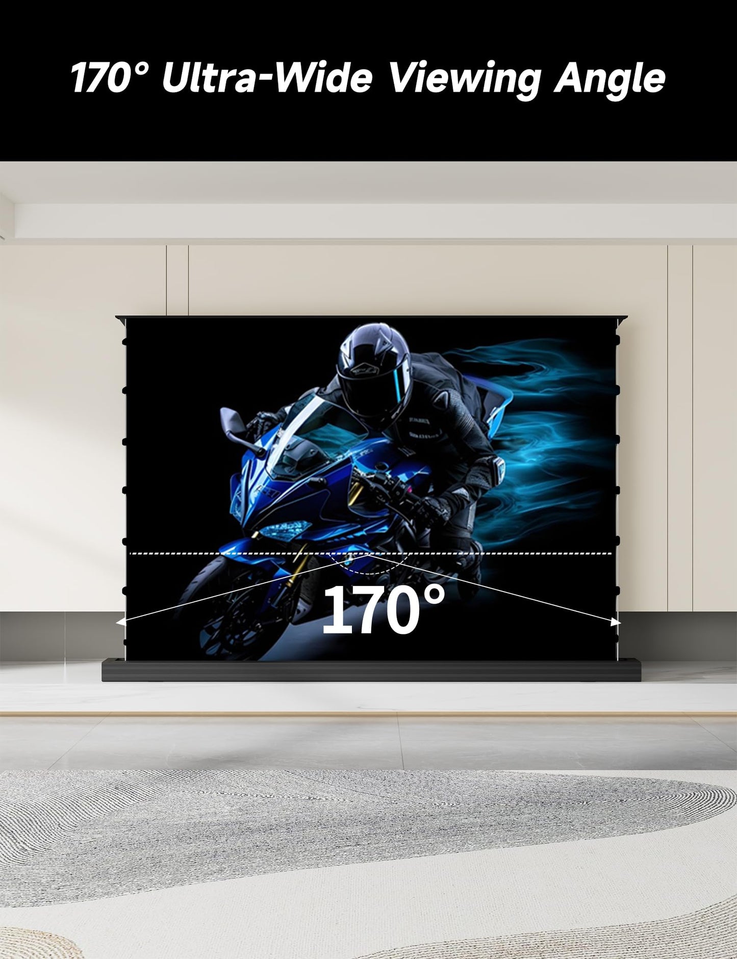 IN&VI 100" Motorized ALR Projector Screen for Ultra Short Throw Projector, Floor Rising Projector Screen, 95% Ambient Light Rejecting, 4K/8K UHD Active 3D, Anti Daylight Home Theater Screen