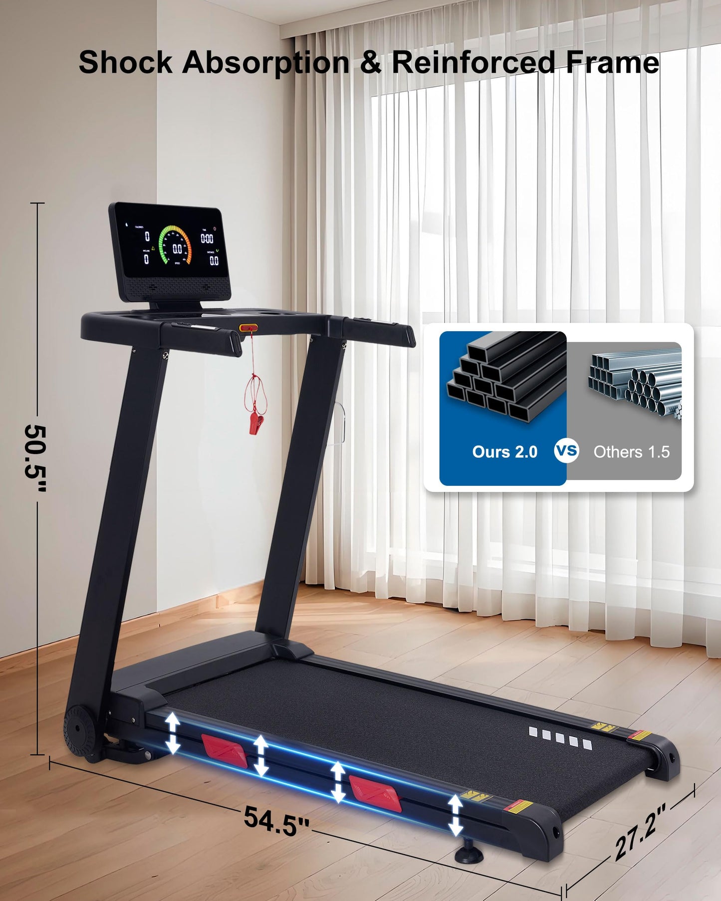 ATEEDGE Treadmill with Auto Incline, 20% Incline, 3.0HP, 10 MPH Running Machine, 18.5" Wide Belt, 350 lbs Capacity, Treadmill for Home with Bluetooth App