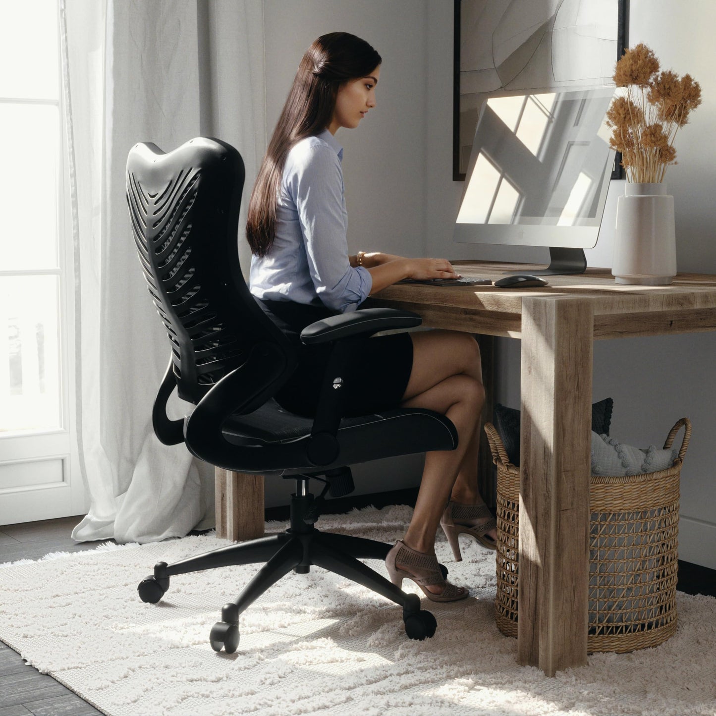 Flash Furniture Kale High Back Designer Black Mesh Executive Swivel Ergonomic Office Chair with Adjustable Arms