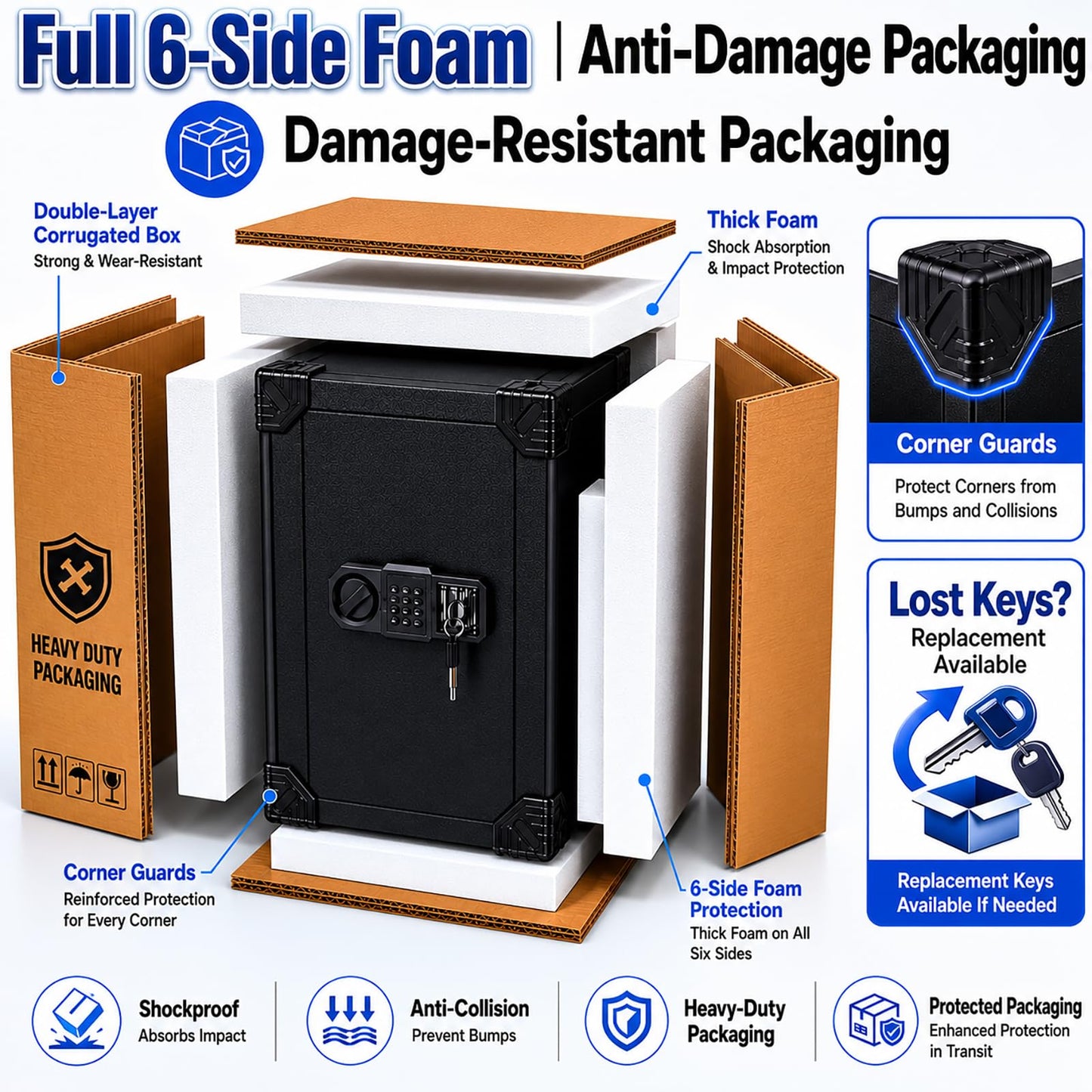 [𝟮𝟬𝟮𝟲 𝗡𝗲𝘄] 25.59'' Tall Large Safe Fireproof Waterproof | 1800°F Fire Protection for 35 Mins, Digital Safe Box with Spare Keys, Alert Alarm and Removable Shelf, Anti-Burglar Safes for Home File